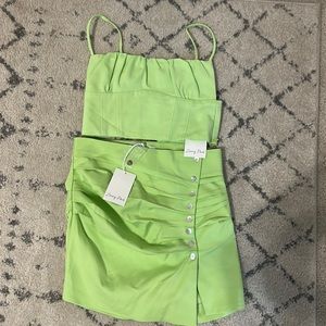Bright green 2 piece skirt set